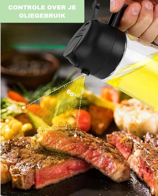 2in1 Glazen Oliefles spray| Moeiteloos koken