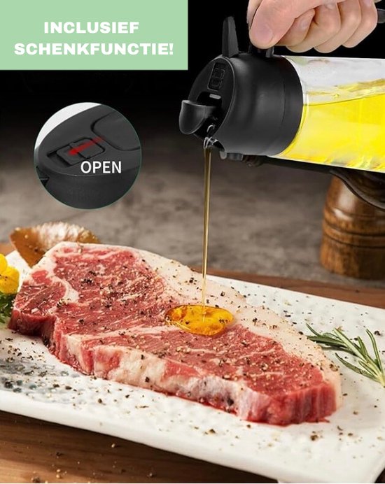 2in1 Glazen Oliefles spray| Moeiteloos koken