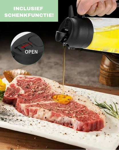 2in1 Glazen Oliefles spray| Moeiteloos koken
